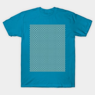 Optical Illusion Blue Checkered Orbs Trippy Psychedelic Artwork Art T-Shirt